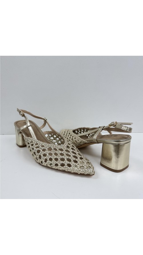 ZAPATO TIRAS TRENZADAS ORO