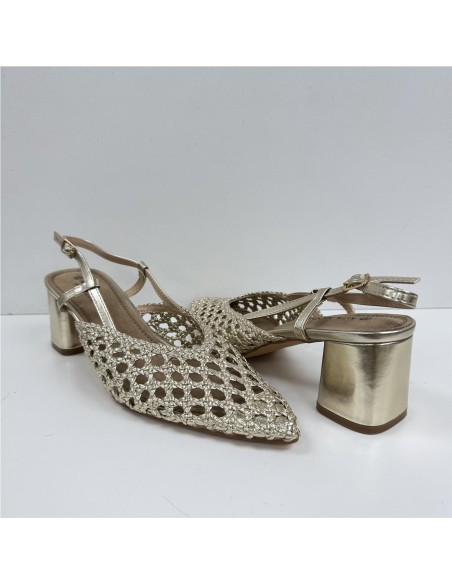 ZAPATO TIRAS TRENZADAS ORO