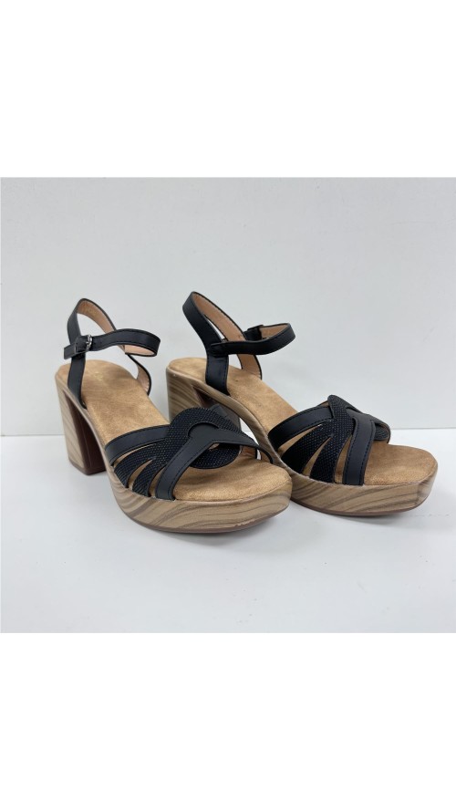 SANDALIA COMBINADA T-MADERA NEGRO