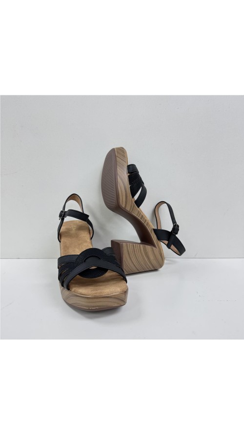 SANDALIA COMBINADA T-MADERA NEGRO
