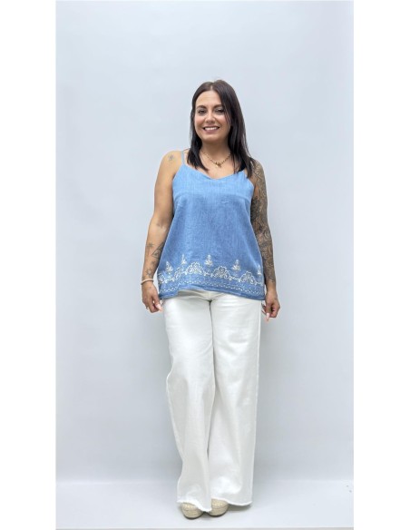 TOP ESTELA VAQUERO CLARO