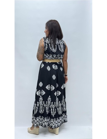 VESTIDO CON CINTURON SARAY NEGRO