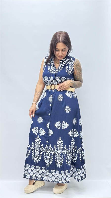 VESTIDO CON CINTURON SARAY MARINO 2