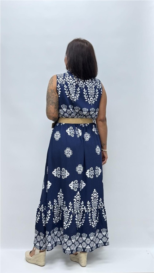 VESTIDO CON CINTURON SARAY MARINO