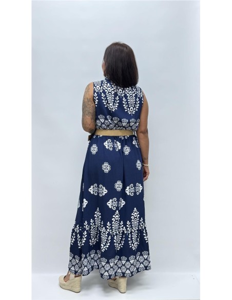 VESTIDO CON CINTURON SARAY MARINO