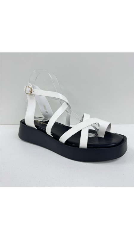 SANDALIA TIRAS HEBILLA LATERAL BLANCO