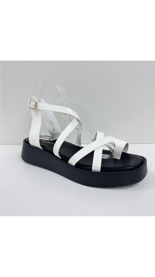 SANDALIA TIRAS HEBILLA LATERAL BLANCO