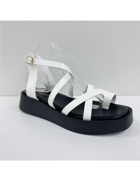 SANDALIA TIRAS HEBILLA LATERAL BLANCO