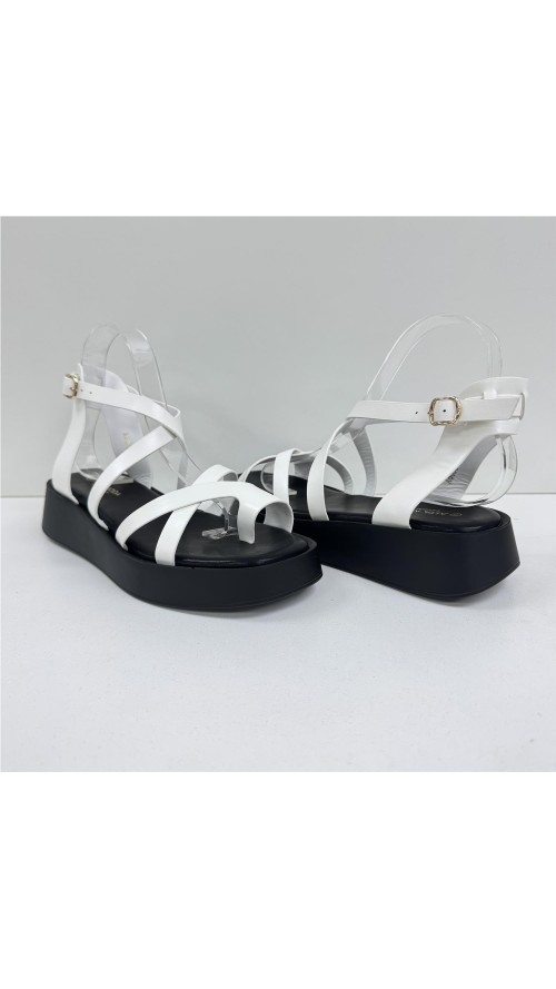 SANDALIA TIRAS HEBILLA LATERAL BLANCO