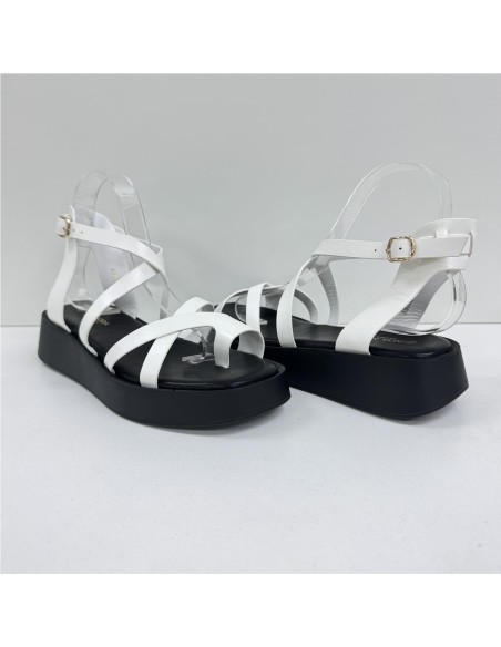 SANDALIA TIRAS HEBILLA LATERAL BLANCO
