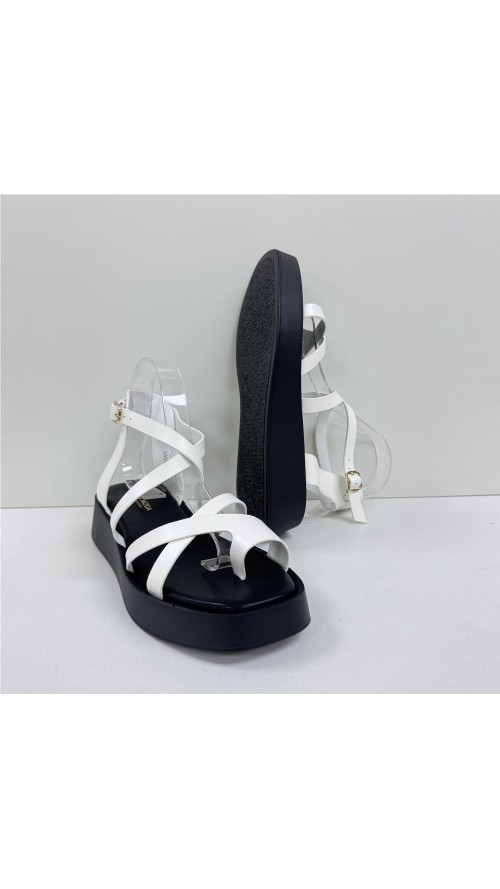 SANDALIA TIRAS HEBILLA LATERAL BLANCO