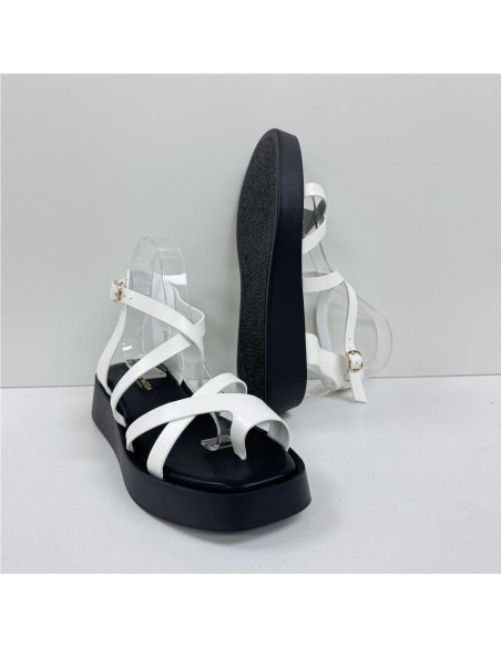 SANDALIA TIRAS HEBILLA LATERAL BLANCO