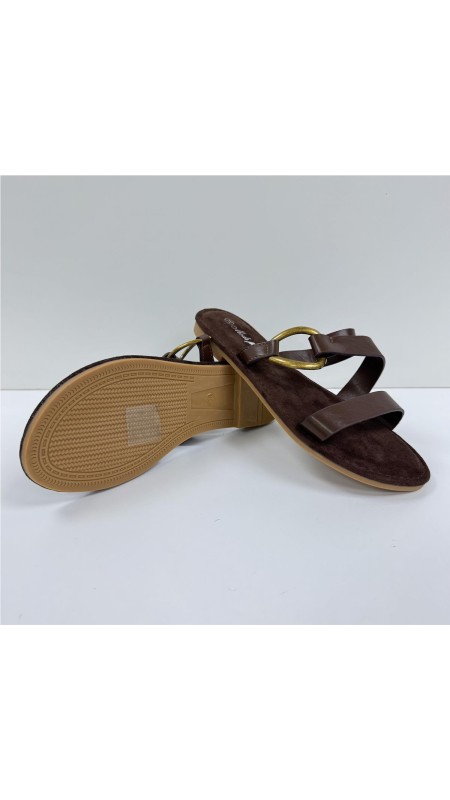 SANDALIA HEBILLA ADORNO LATERA MARRON 2
