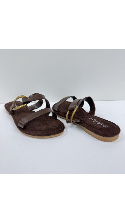 SANDALIA HEBILLA ADORNO LATERA MARRON