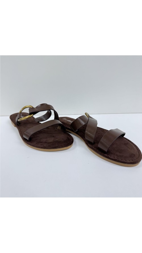 SANDALIA HEBILLA ADORNO LATERA MARRON