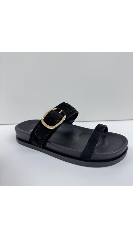 SANDALIA HEBILLA DOS TIRAS NEGRO