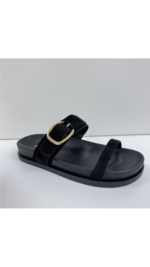 SANDALIA HEBILLA DOS TIRAS NEGRO