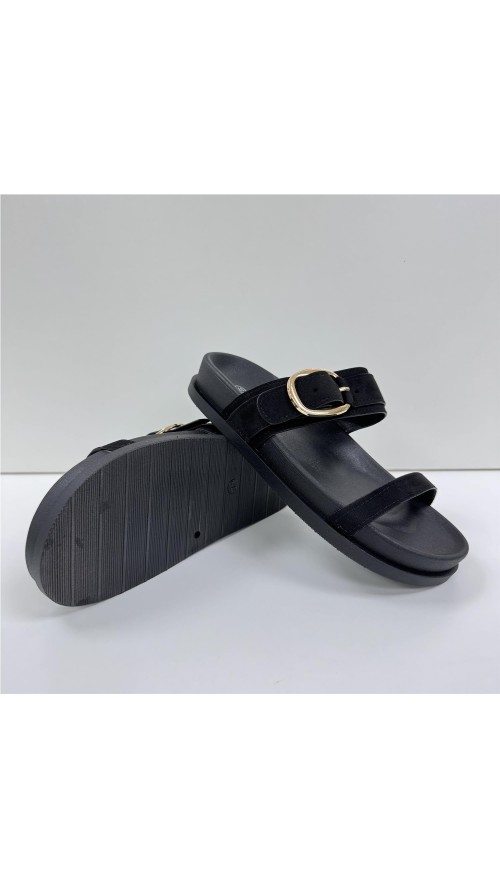 SANDALIA HEBILLA DOS TIRAS NEGRO