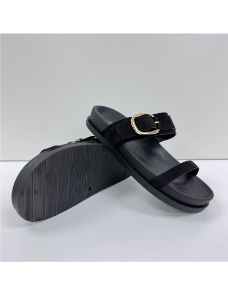 SANDALIA HEBILLA DOS TIRAS NEGRO