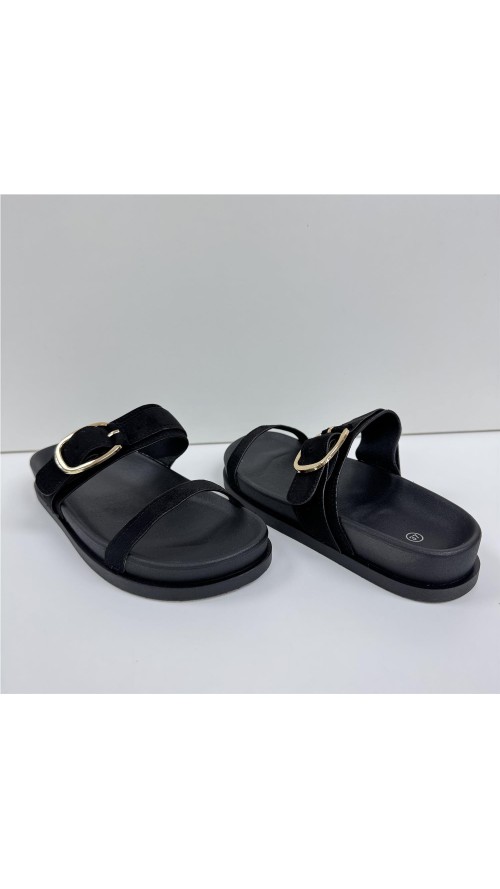SANDALIA HEBILLA DOS TIRAS NEGRO