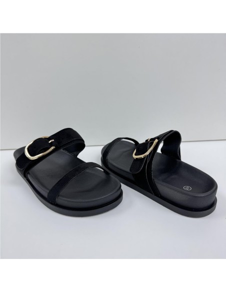 SANDALIA HEBILLA DOS TIRAS NEGRO