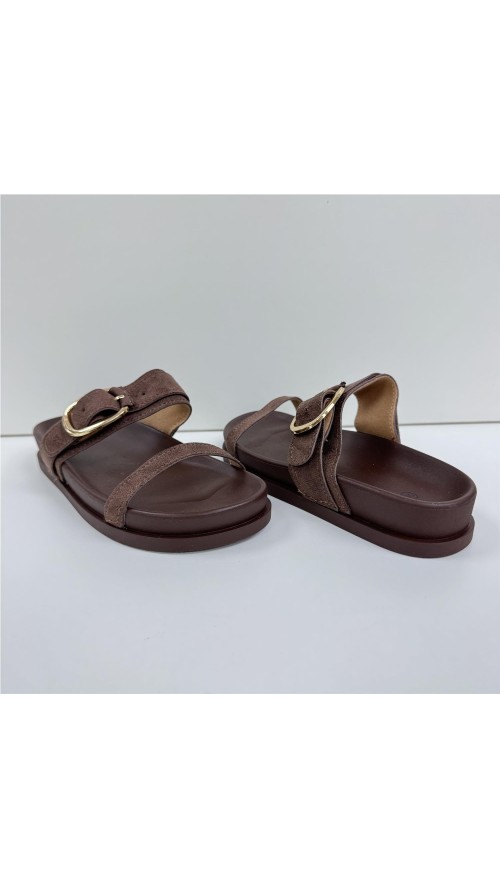 SANDALIA HEBILLA DOS TIRAS MARRON