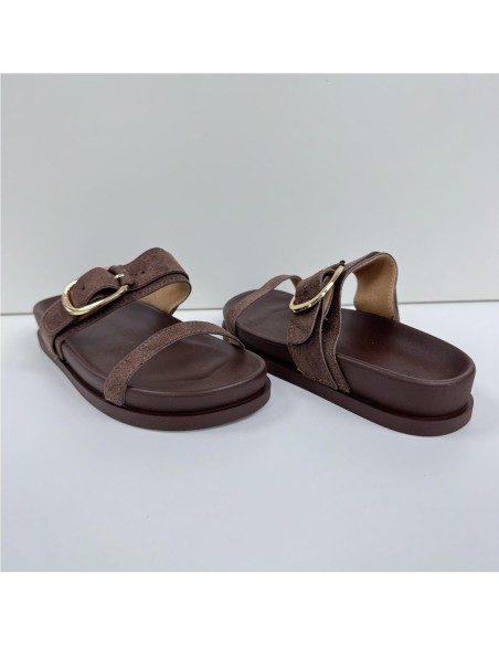 SANDALIA HEBILLA DOS TIRAS MARRON