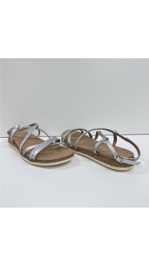 SANDALIA TIRA METALIZADA PLATA