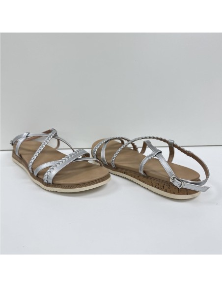 SANDALIA TIRA METALIZADA PLATA