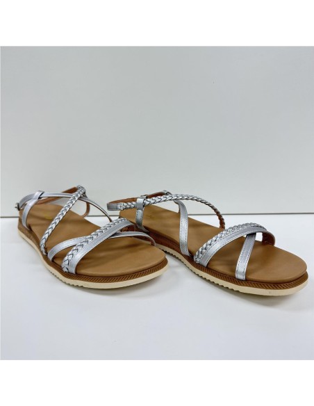 SANDALIA TIRA METALIZADA PLATA