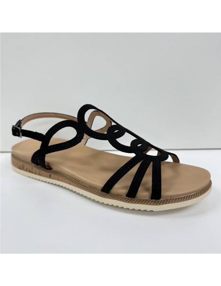 SANDALIA PLANA TIRAS CIRCULAR NEGRO