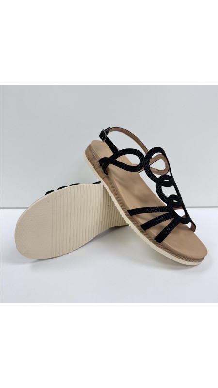 SANDALIA PLANA TIRAS CIRCULAR NEGRO 2