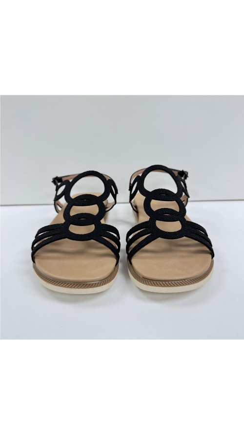 SANDALIA PLANA TIRAS CIRCULAR NEGRO