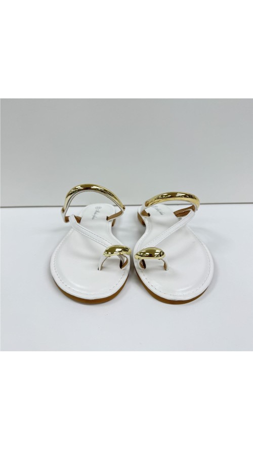 SANDALIA PLANA DETALLES ORO BLANCO