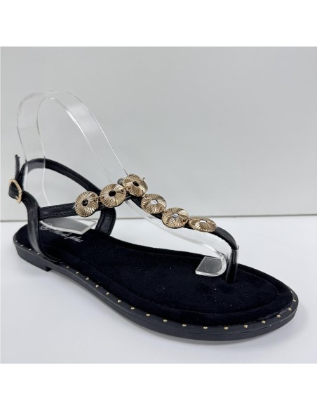 SANDALIA DEDO ADORNO METAL NEGRO