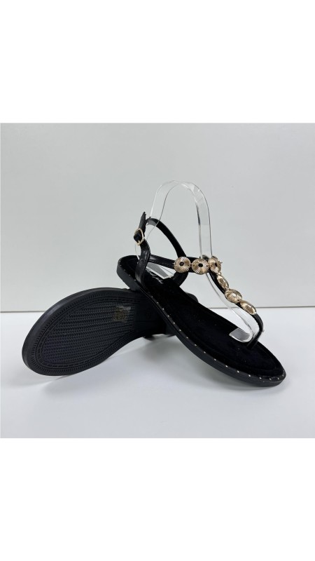 SANDALIA DEDO ADORNO METAL NEGRO 2