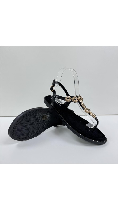 SANDALIA DEDO ADORNO METAL NEGRO