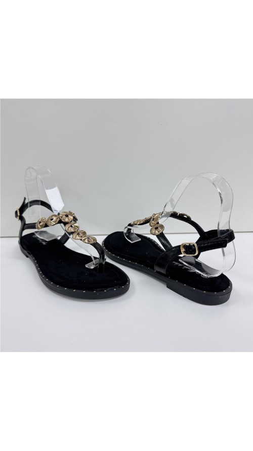 SANDALIA DEDO ADORNO METAL NEGRO