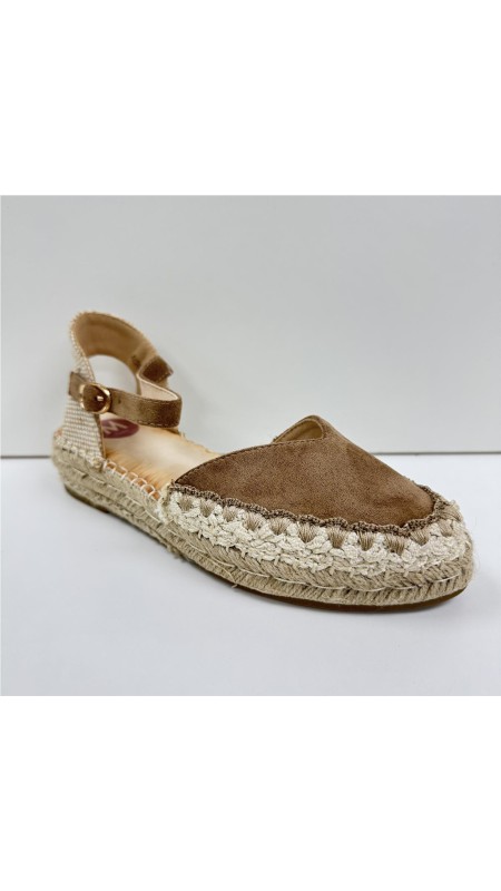 SANDALIA YUTE ADORNO COSTURAS CAMEL
