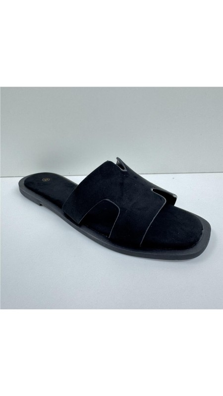 SANDALIA PLANA PALA ENTRELAZAD NEGRO