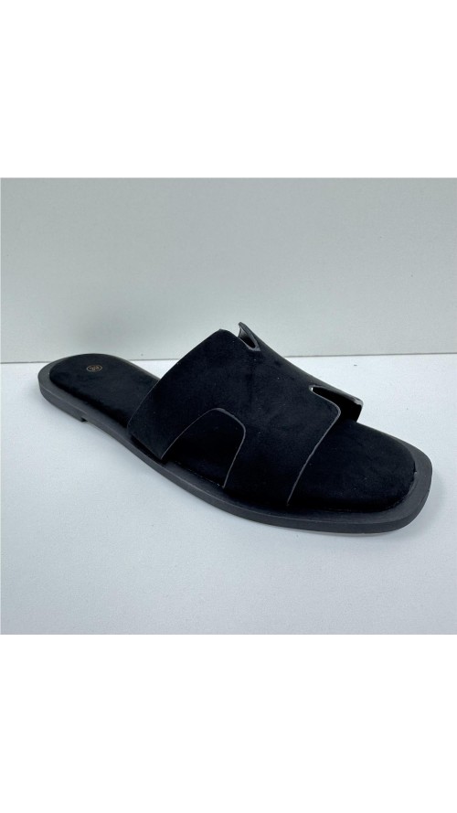 SANDALIA PLANA PALA ENTRELAZAD NEGRO