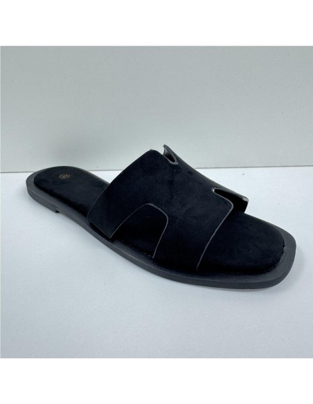 SANDALIA PLANA PALA ENTRELAZAD NEGRO