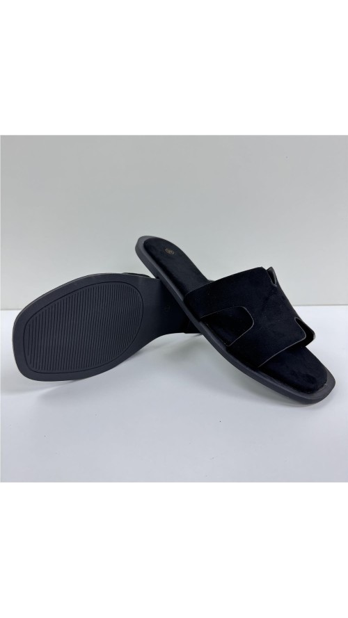 SANDALIA PLANA PALA ENTRELAZAD NEGRO
