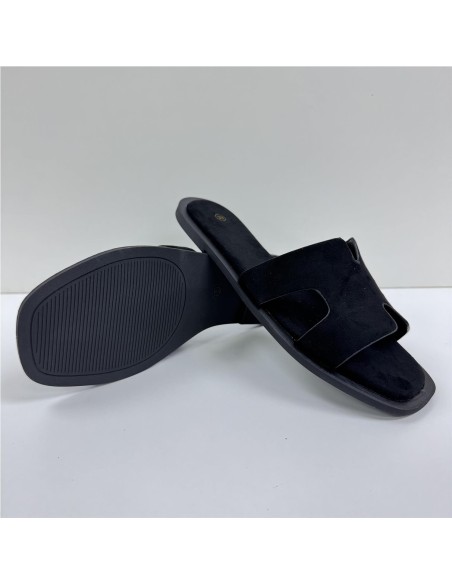SANDALIA PLANA PALA ENTRELAZAD NEGRO