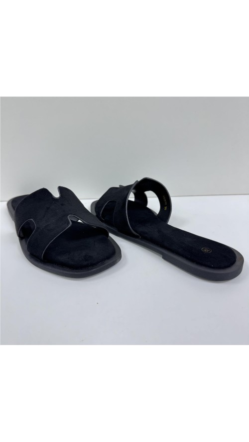 SANDALIA PLANA PALA ENTRELAZAD NEGRO