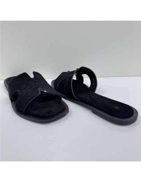 SANDALIA PLANA PALA ENTRELAZAD NEGRO