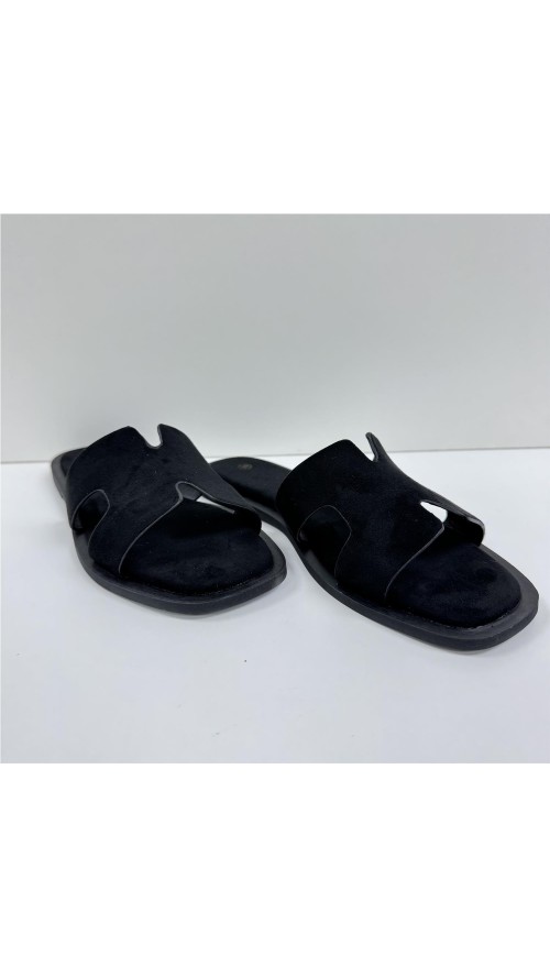 SANDALIA PLANA PALA ENTRELAZAD NEGRO