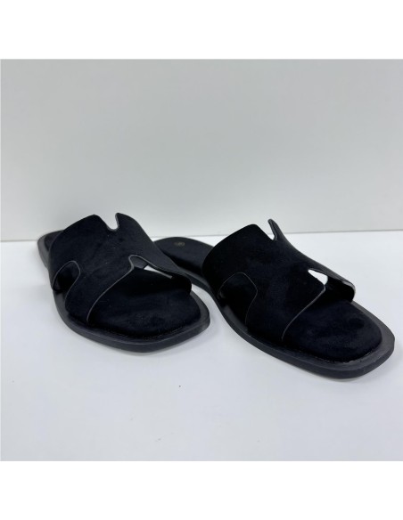 SANDALIA PLANA PALA ENTRELAZAD NEGRO