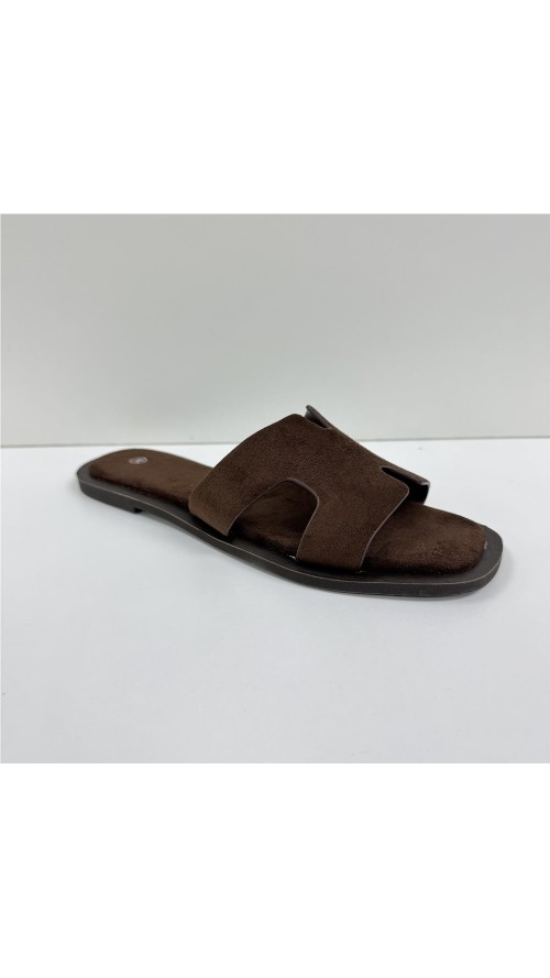 SANDALIA PLANA PALA ENTRELAZAD MARRON
