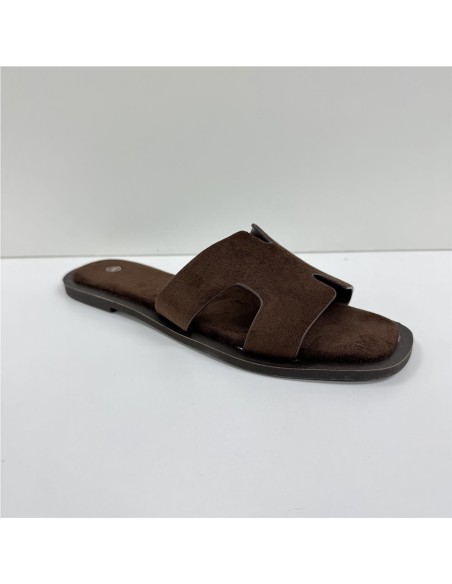 SANDALIA PLANA PALA ENTRELAZAD MARRON